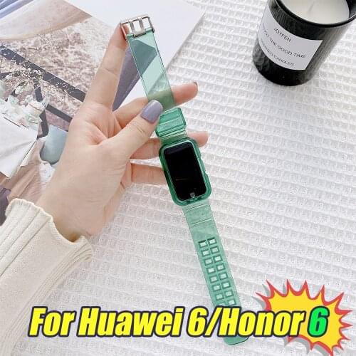Silicone watch straps For Huawei Honor band 6 Transparent watchband Sport Replacement Bracelet for Honor band 6 Protector Case