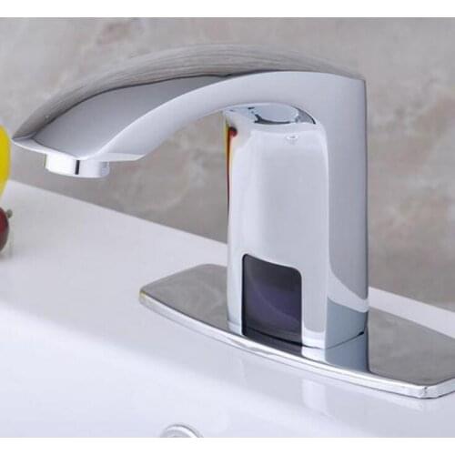 Toilet copper automatic sense faucet, Brass infrared sense faucet chrome plated, Bathroom single cold wash basin sense faucet