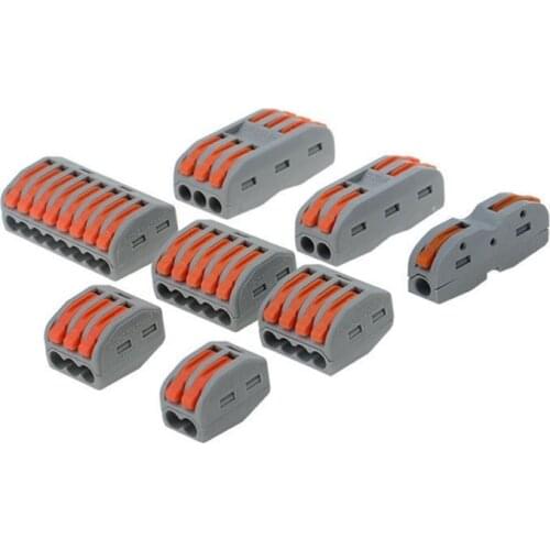 Mini Fast Wire Cable Connectors 2 3 4 5 8 Universal Compact Conductor Spring Splicing Wiring Connector Push-in Terminal Block