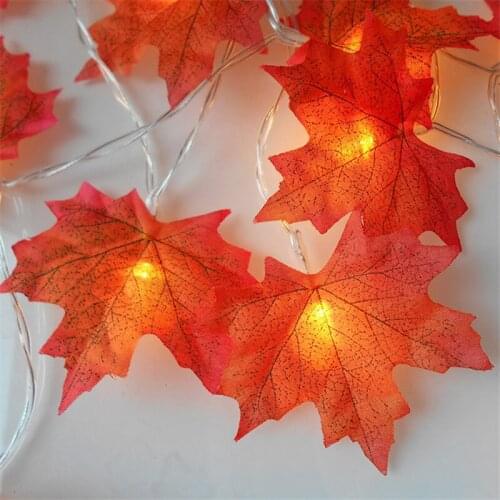 LED Artificial Flowers Maple Leaves String Light Garland Artificial Plants Wreath Dried Flowers for Home Decorations