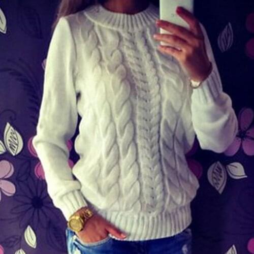 High Quality Fashion Casual Womens Clothing Female Solid Color O-Neck Long Sleeved Knitted Sweater Women Soft Pullovers