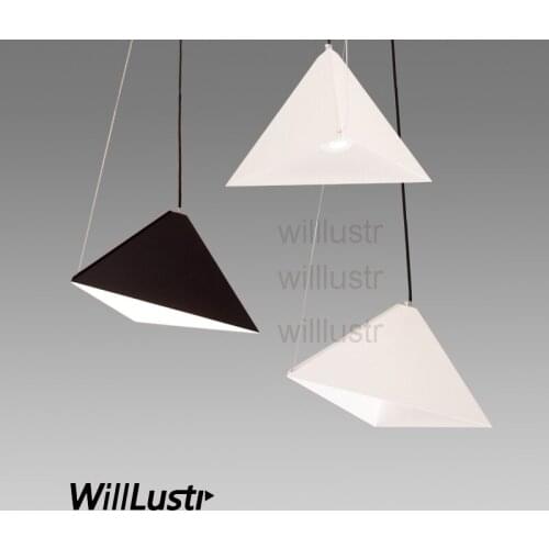 Willlustr triangular pyramid suspension lamp dinning room living room metal pendant light hotel hall restaurant hanging lighting