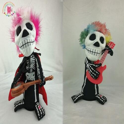 Twist Body skull ghost play guitar KUSO doll Halloween Thriller Night electric plush doll Sounding lighting toy birthday gifts