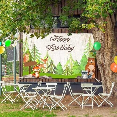Forest Woodland Baby Shower Backdrops Animals Fox Woodland Baby Shower Party Banner Background Photography Photo Studio Vinyl