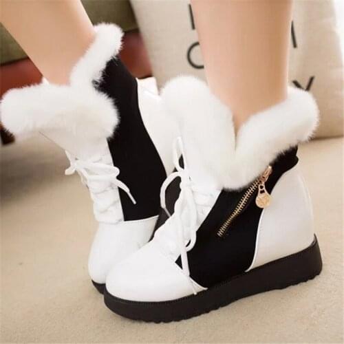 Women Boots platform Winter Shoes Women Snow Boots Platform Keep Warm Ankle Winter Boots With Thick Fur Heels Botas Mujer