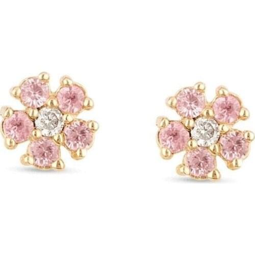 2021 New Luxury Flower Earrings Paved Pink cz For Women 925 Sterling Silver Anniversary Gift Jewelry Wholesale Valentines Day