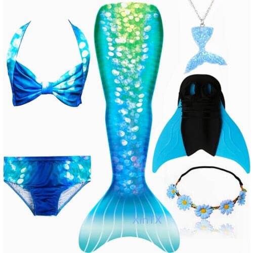 6PCS/Set HOT Mermaid tails Monofin Flipper Mermaid Swimming Tails for Kids Girls Summer Beach Wear Swimsuits Costume