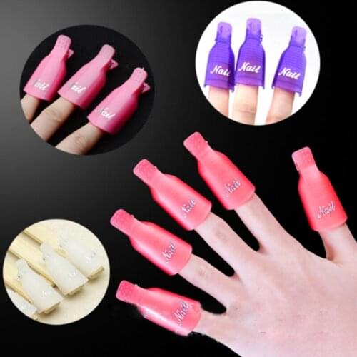 10PCS Gel Lak Remover Wraps Plastic Nail Polish Remover Clip Nail Art Soak Off Cap Nail Degreaser Cleaner Tips For Fingers Tools