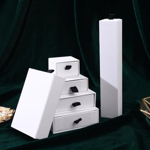 12pcs White Kraft Paper Jewelry Box Earrings Necklace Ring Gift Box Custom Drawer Box Jewlery Organizer Packaging Box