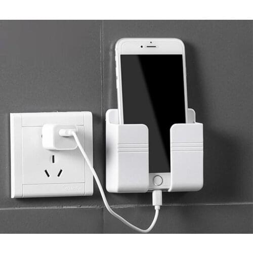 3PCS Wall Mounted Organizer Storage Box Remote Control Mounted Mobile Phone Plug Wall Holder Charging Multifunction Holder Stand
