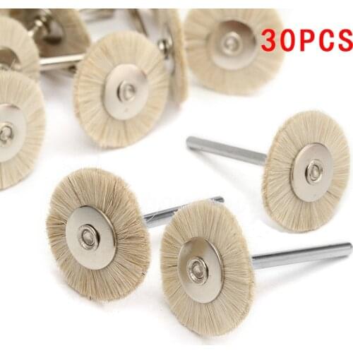 30Pcs 2.35mm Dental Tooth Polishing Brushes Wheel Miniature Soft Goat Hair Tools For Rotary Tools
