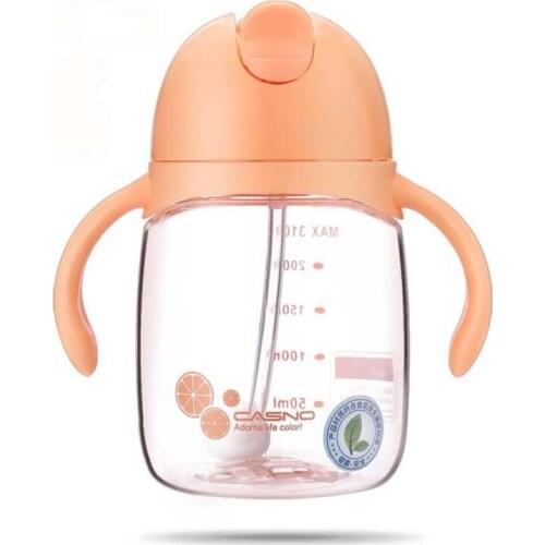 310ML Feeding Cup Baby Bottle with Straw Portable Rope Spill Proof Children Cup Plastic Bottle for Kids Drinking Water Copo