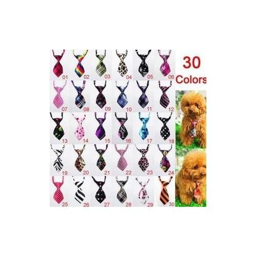 50pcs/lot Pet Dog Neckties Bow tie Mixed 30 New Patterns Polyester Cute Dog Bow Tie Dog Grooming Products