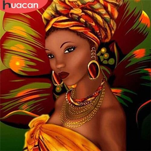 HUACAN 5d Diamond Painting African Woman DIY Mosaic Rhinestones Pictures Full Square/Round Diamond Embroidery Portrait Wall Art