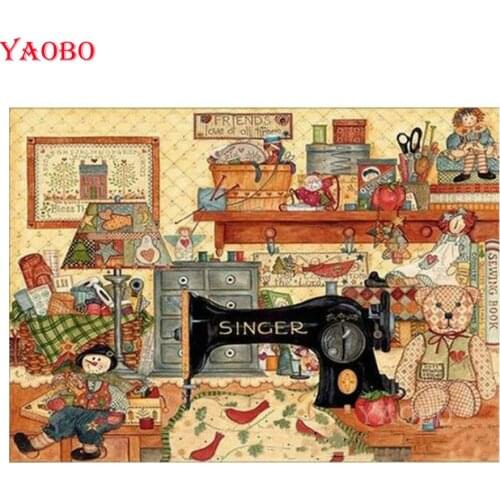 DIY 5D Diamond Painting Sewing machine toy doll Home Decoration Full Square Round Craft Kits Embroidery Bead Rhinestone Pictures