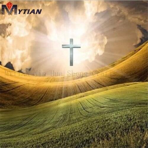 5d DIY Diamond Painting Beautiful Shining Cross Over Valley Full Drills Religion Icon Paint Diamond Embroidery Wall Sticker Gift