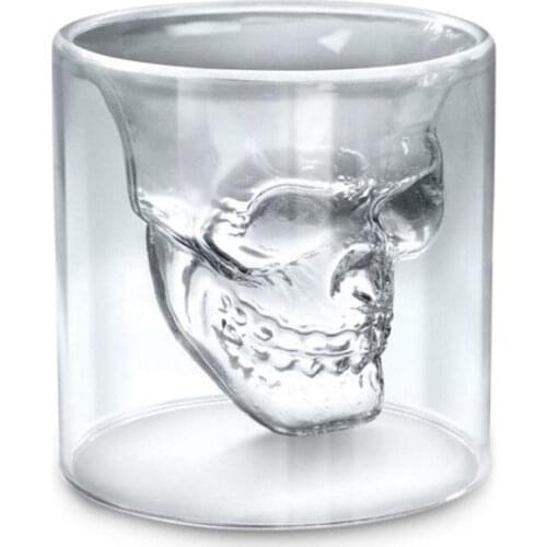 Skull Wine Glass Mug Latte Coffee Whiskey Transparent Glass Cup Vodka Drinking Bar Club Wine Glass