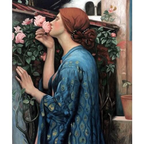 100% Hand Painted Decorative Art Painting Female Painting Home Decor My Sweet Rose, 1908 by John William Waterhouse No Framed