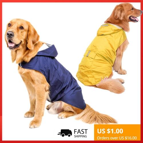 Pet Dog Raincoat Waterproof Large Dogs Clothes Outdoor Coat Rain Jacket Reflective Golden Retriever Labrador Husky big poncho