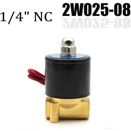 2W025-08 2 Way N/C 1/4" Air Water Valve Electric Brass Pneumatic Solenoid Valve for Gas Diesel DC12V/DC24V/AC110V/AC220V/AC380V