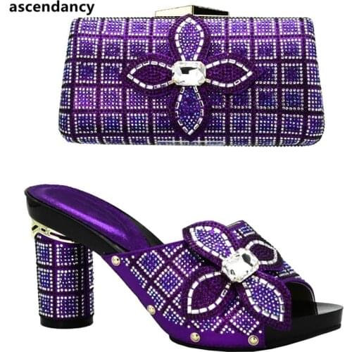 Italian Women Wedding Shoes and Bag Set Sales In Women Matching Shoes and Bag Set Party Shoes and Bag Sets Nigerian Shoe and Bag