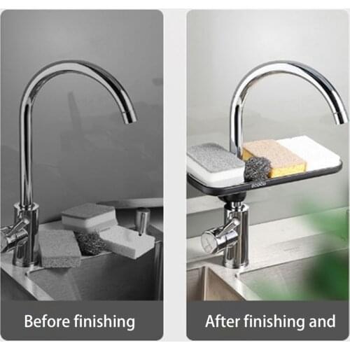 Kitchen Bathroom Faucet Rack Caddy Sponge Storage Shelf Brush Soap Drainer Rack Stainless Steel Sink Hanging Storage Rack Holder