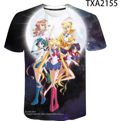 Summer Casual Mens And Womens Tops Sailor Moon 3D Printing Childrens Clothing Fashion Trend Cool Quality Quick-Drying T-shirt