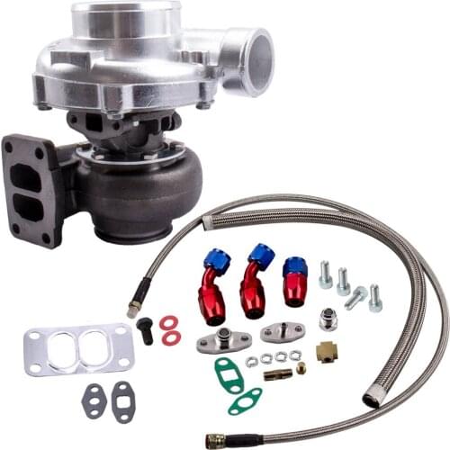 Turbo Compressor Oil Feed Line+Turbo Oil Drain Return Complete Kits+T70 .70 A/R T3 V-Band Turbo charger Turbine