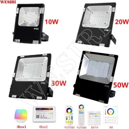 Milight RGB+CCT LED Flood Light AC86-265V 10W 20W 30W 50W RF Remote / WiFi Control IP65 Waterproof LED Floodlight