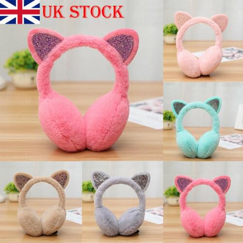 Hot solid Women Girl Cat Ear Muffs Earlap Sequin Earmuffs Winter Ear Warmer Earlap Glitter Sequin Headband Newest