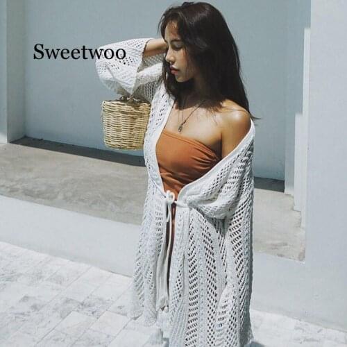 Beach Dresses Womens Tunic Dress Clothes Swimwear Womens Cover Knitted Autumn 2020 Hollow Sexy Loose Beach Dress