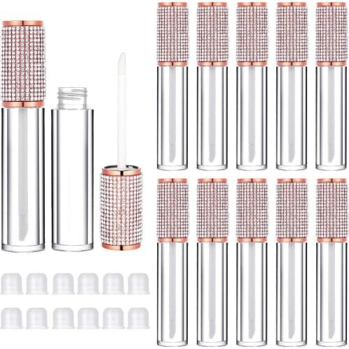 10Pcs Crystal Rhinestone Lip Gloss Tube Empty Lip Gloss Containers Lip Gloss Lip Balm Bottles Lip Gloss Balm Cosmetic Business