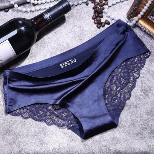 Luxury Brand Sexy Lace Panties Seamless Women Underwear Female Silk Solid Briefs for Ladies Cotton Crotch Lingerie Plus Size