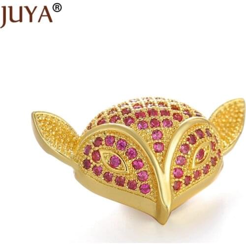 Luxury Cubic Zirconia Spacers Beads For Jewelry Making Fox Animal Beads Charms fit DIY Pearl Beads bracelet necklace accessories