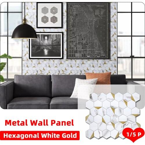 Peel and Stick Metal Wallpaper Self Adhesive DIY Decor Metal Backsplash Waterproof Wall Sticker for Living Room Bathroom Kitchen