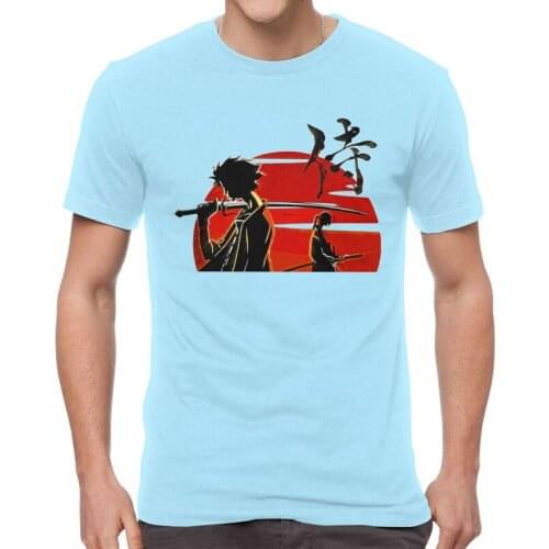 Samurai Champloo Tshirts Men Unique Tee Tops 100% Cotton T Shirt Short Sleeve Mugen Jin Anime Manga T-shirt Gift Idea Merch