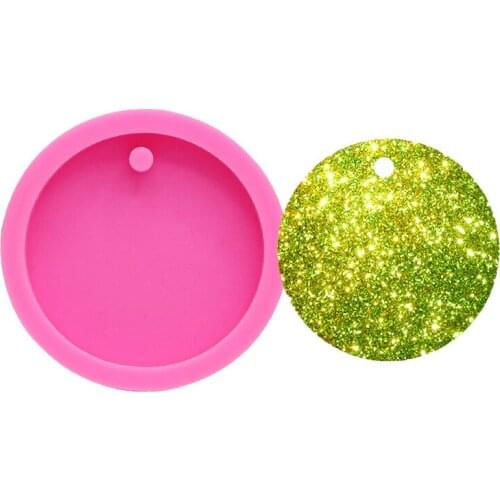 Diy baking mirror glue drops round keychain silicone mold chocolate fondant mold aromatherapy car hanging