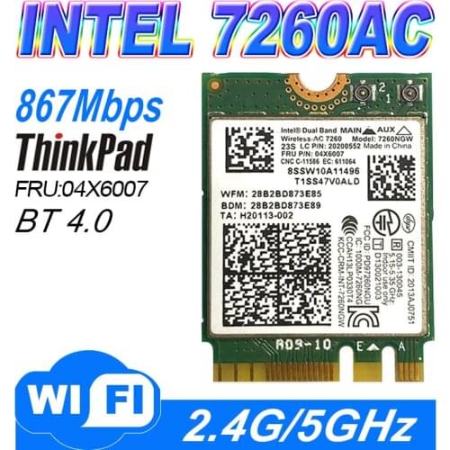 For Intel 7260NGW 7260ac 7260 ac 2.4 / 5G BT4.0 FRU 04X6007 04X6087 for Thinkpad X1 X250 x240 x230s t440 w540 t540 Yoga y50-70