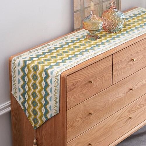 Nordic Modern Table Runner Geometric Jacquard Embroidery Fabric Table Runner Long Dining Table Cover Wedding Party Home Decor