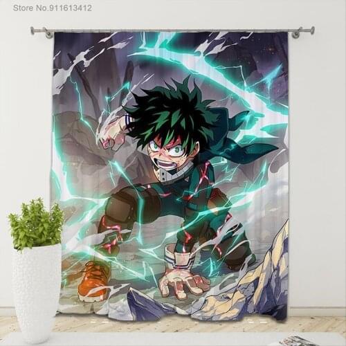 Blackout Curtains My Hero Academia Thermal Insulated Darkening Window Drapes for Kids Bedroom Cute Anime Animal Boys Girls Room