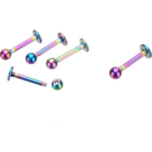 Free shippment 50pcs Body Jewelry -16g Lip Labret Ring Cheek Piercing Ear Helix Bar Cheek Ear Cartilage Diath Stud Rainbow
