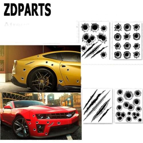 ZDPARTA 1PC Car Styling 3D Bullet Holes Fender Vent Stickers For Mercedes Benz W203 W204 211 AMG Smart Starline A93 Citroen C4