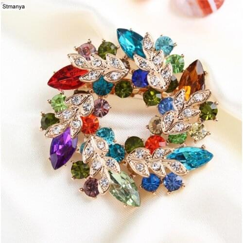 Women Crystal bauhinia Brooch Rhinestone bride Wedding Pin Shawl Scarf Buckl Pins Jewelry Wholesale H1100