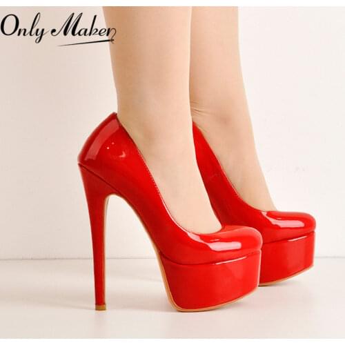 Onlymaker Womens Platform Super Stiletto High Heels Pumps Round Toe Slip On Wedding Party Big Size Fashion Shoes