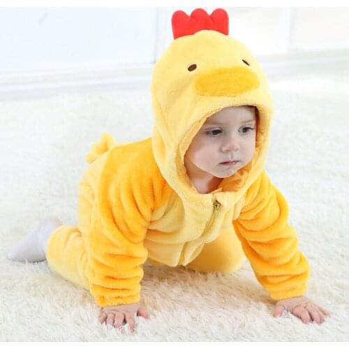 Winter Flannel Cute Babys Chicken Costume Rompers Toddlers One-pieces Baby Boys Girls Party Birthday Clothes Vacation Wear