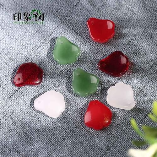 10pcs 12x15mm Glass Petal Beads Lampwork Colorful Glass Beads Handmade for DIY Jewelry Making findings 16008