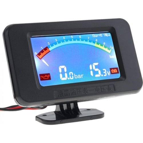 12V Universal 2 In 1 Car LCD Digital Volt Gauge + Oil Fuel Gauge with Sensor for Car / Truck