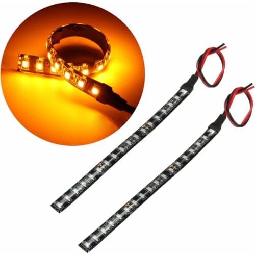 2pcs 6inch 18LED Car Motorcycle Flexible Turn Signal Indicator Light Strip Amber