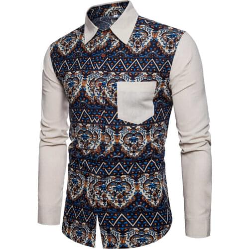 2020 New Men Shirt Long Sleeve Fashion Floral Printing Male Shirts Brand Clothing Casual shirt Man camisa masculina M-5XL