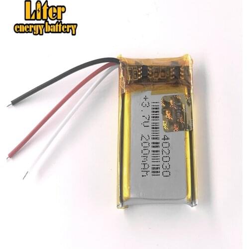 3 line Good Qulity 3.7V,200mAH,402030 Polymer lithium ion / Li-ion battery for TOY,POWER BANK,GPS,mp3,mp4